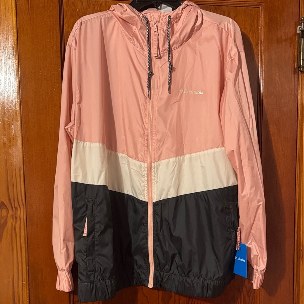 Columbia Women's Tri-Tone Windbreaker Jacket - Pink, Black, White